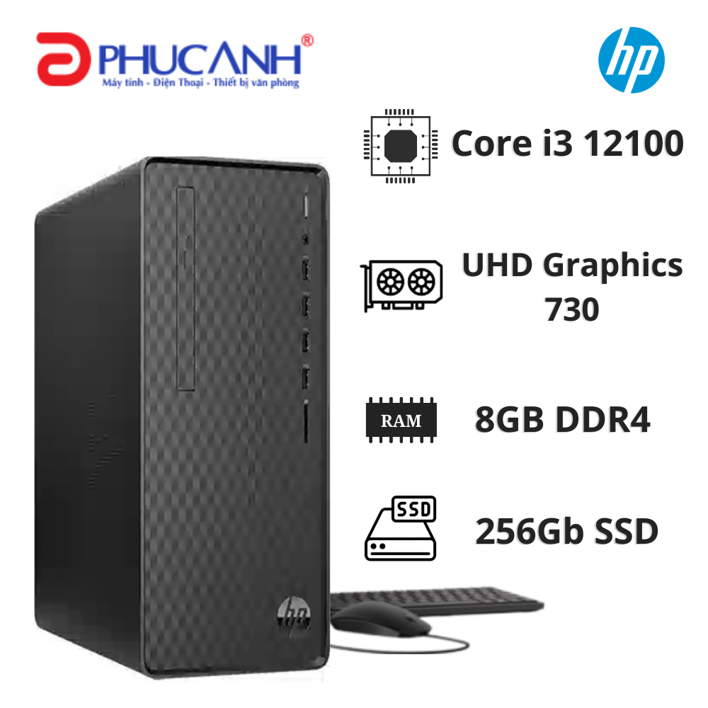 PC HP M01-F2029D 77B55PA (I3 12100/ 8GB/ 256Gb SSD/ Wifi + BT/ Key/ Mouse/ Win11/ 1Y)