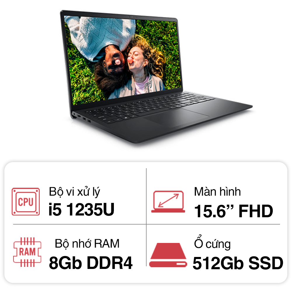 Laptop Dell Inspiron 3520 I5U085W11BLU (i5 1235U/ 8GB/ 512GB SSD/15.6 inch FHD/Win 11/ Office/ Black/1Y)