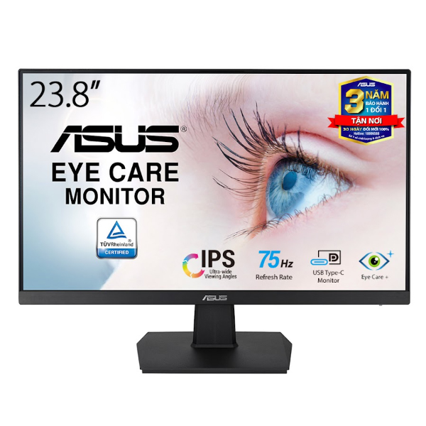 Màn hình Asus VA24ECE (23.8Inch/ Full HD (1920×1080)/ 5ms/ 75HZ/ 250cd/m2/ IPS/ USB Type C)