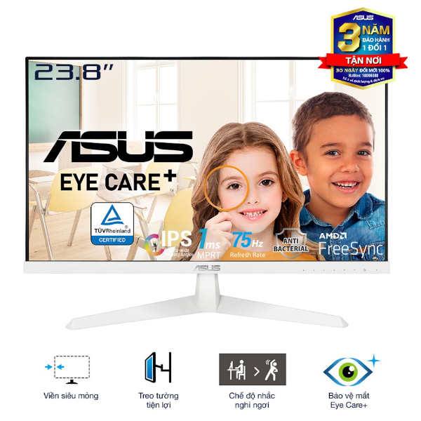 Màn hình Asus VY249HE-W Trắng (23.8Inch/ Full HD (1920×1080)/ 1ms/ 75HZ/ 250cd/m2/ IPS)