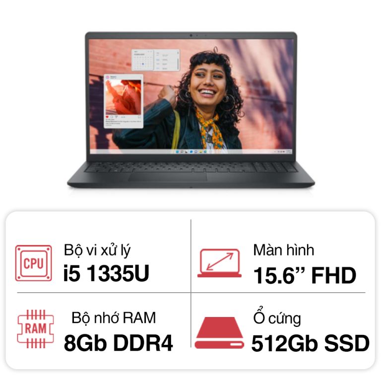 Laptop Dell Inspiron 3530 I5U085W11BLU (i5 1335U/ 8GB/ 512GB SSD/15.6 inch FHD/Win 11/ Office/ Black/1Y)