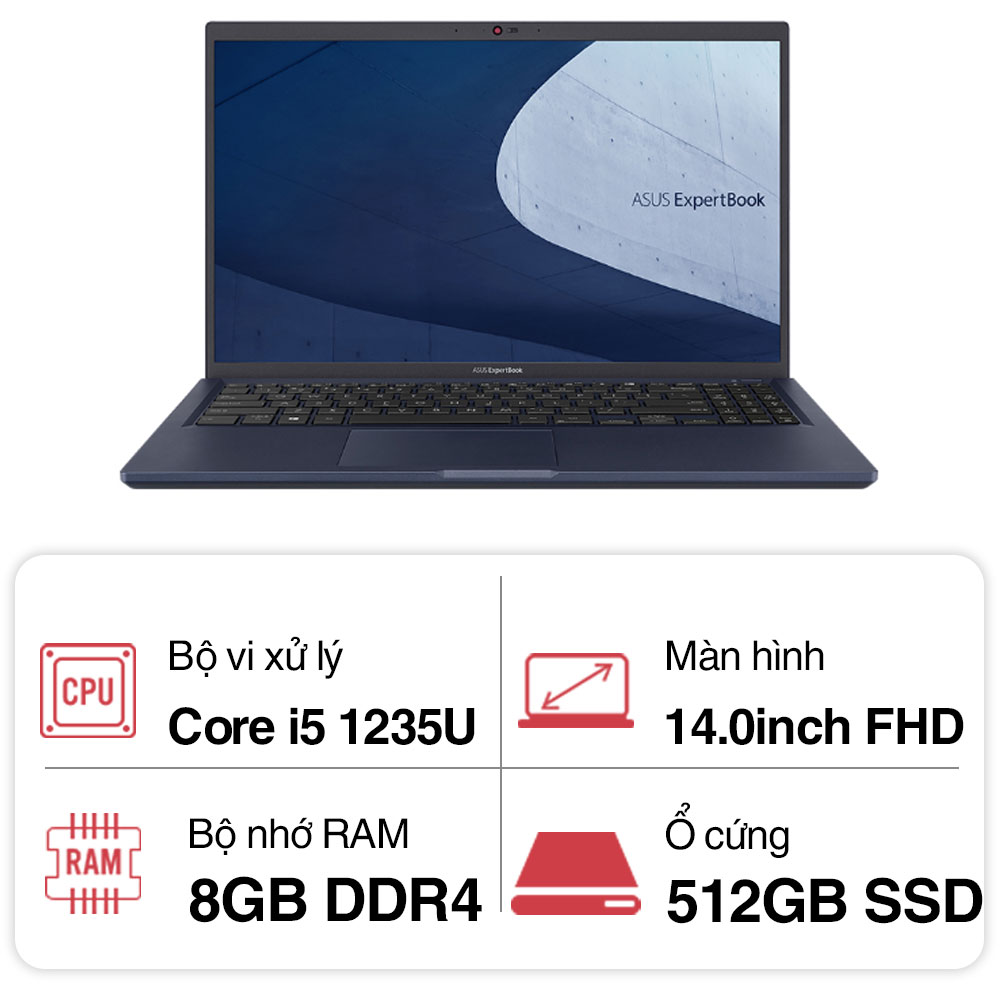 Laptop Asus ExpertBook B1400CBA-EB0641W (i5 1235U/ 8GB/ 512GB SSD/ 14 inch FHD/ Win11/ Black)