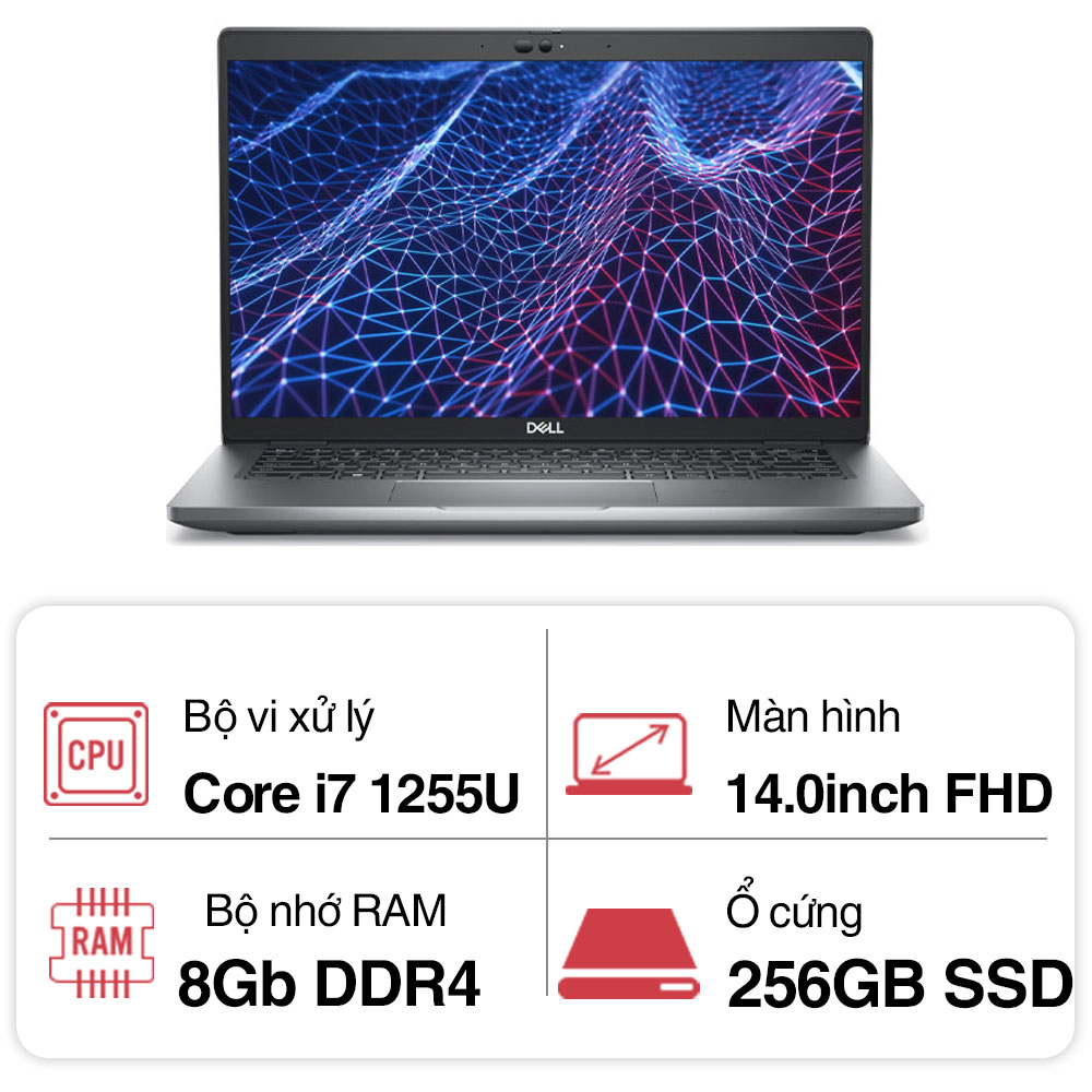 Laptop Dell Latitude 5430 L5430I714U3Y (i7 1255U/ 8GB/ 256GB SSD/14 inch FHD/NoOS/ Grey/ Vỏ nhôm/3Y)