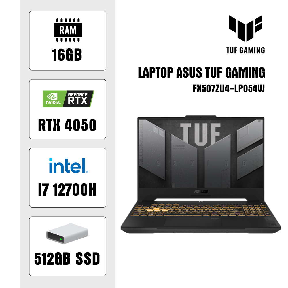 Laptop Asus TUF Gaming 15 FX507ZU4-LP054W (i7 12700H/ 16GB/ 512GB SSD/ RTX 4050 6GB/ 15.6 inch FHD/ 144Hz/ Win11/ Grey)