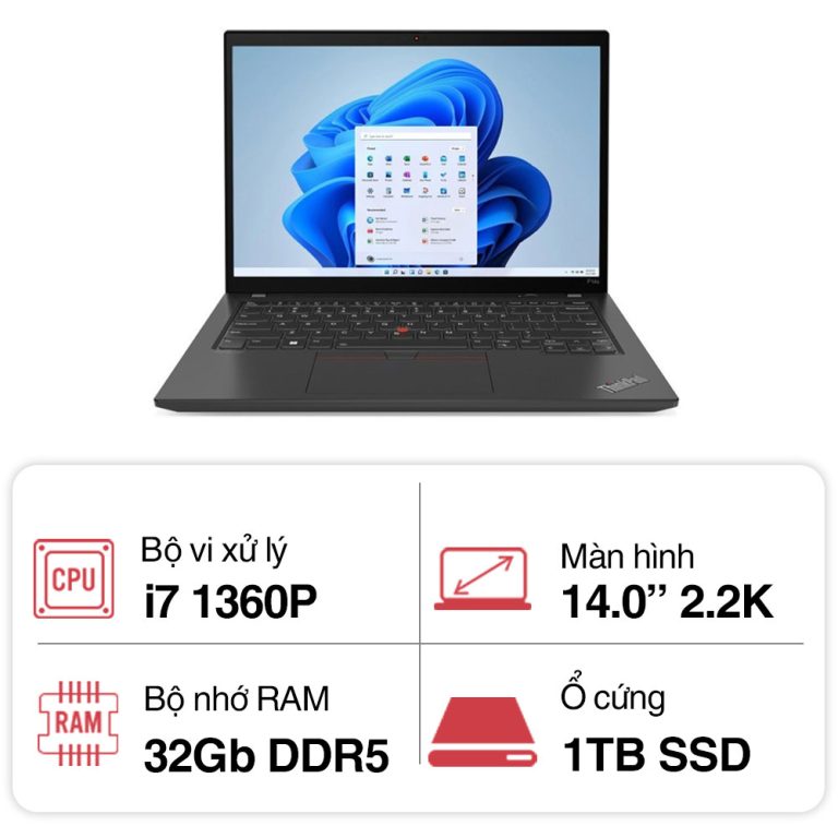 Laptop Lenovo ThinkPad P14s G4 (i7 1360P/ 32GB/ 1TB SSD/ RTX A500 4GB/ 14 inch 2.2K/ NoOS/ Black/ Vỏ nhôm/ 3Y)