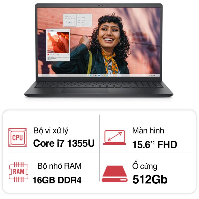 Laptop Dell Inspiron 3530 71035574 (i7 1355U/ 16GB/ 512GB SSD/15.6 inch FHD/Win 11/ Office/ Silver/1Y)