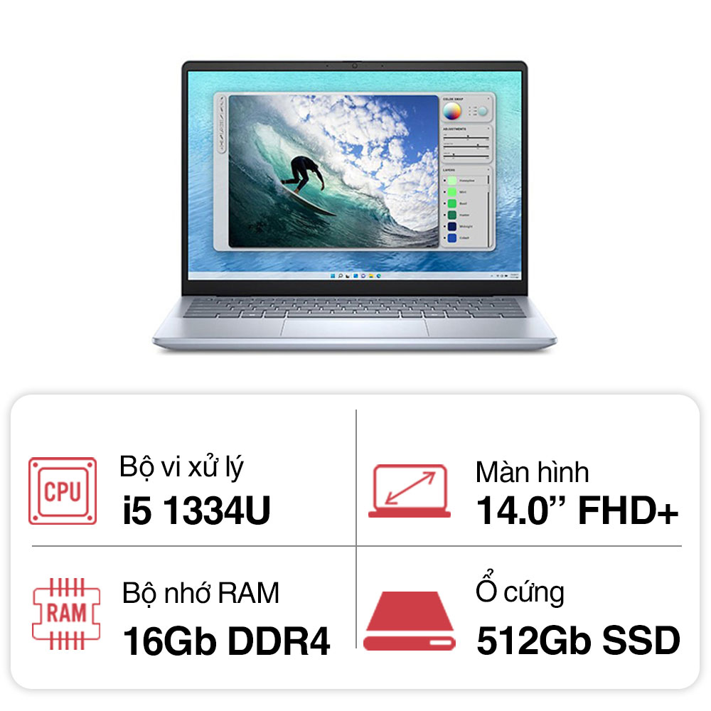 Laptop Dell Inspiron 5440 NDY5V1 (i5 1334U/ 16GB/ 512GB SSD/ 14 inch FHD+/ Win 11/ Office/ Vỏ nhôm/ 1Y)