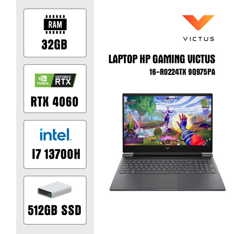 Laptop HP Gaming Victus 16-r0224TX 9Q975PA (I7 13700H/ 32GB/ 512GB SSD/ RTX 4060 8GB/ 16.1 inch FHD/ Win11/ Silver)