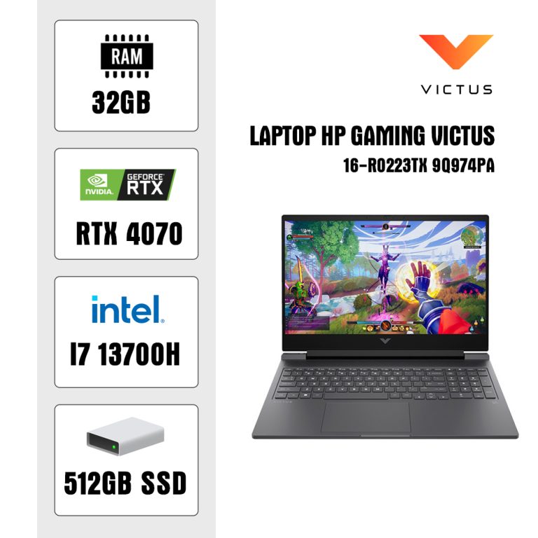 Laptop HP Gaming Victus 16-r0223TX 9Q974PA (I7 13700H/ 32GB/ 512GB SSD/ RTX 4070 8GB/ 16.1 inch FHD/ Win11/ Silver)