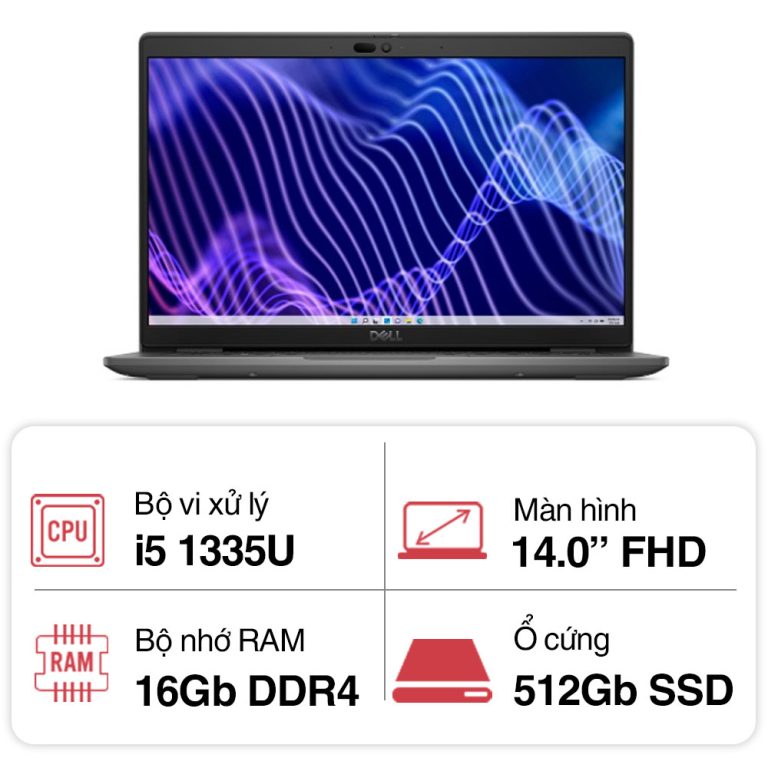 Laptop Dell Latitude L3440-i51335U-16512GW (i5 1335U/ 16GB/ 512GB SSD/ 14 inch FHD/ Win11/ Black/ 1Y)