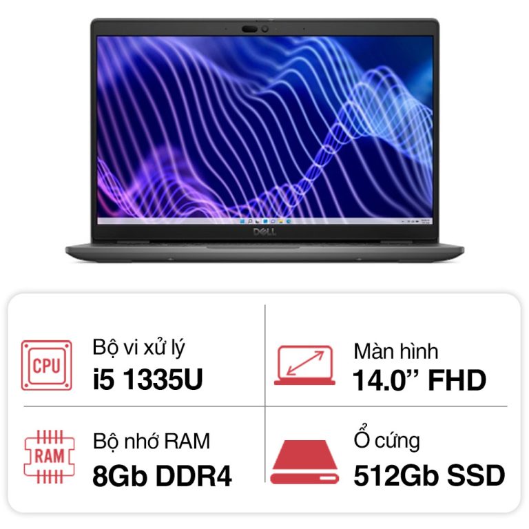 Laptop Dell Latitude L3440-i51335U-08512GW (i5 1335U/ 8GB/ 512GB SSD/ 14 inch FHD/ Win11/ Black/ 1Y)